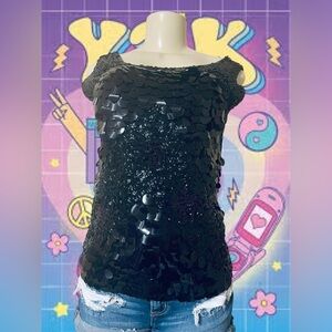 Chic Black Sequin Blouse